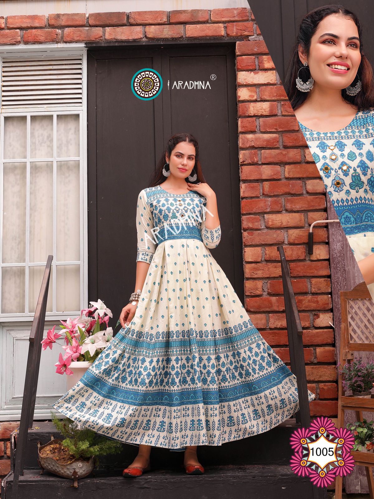 Aradhna Fashion Fire 1 Heavy Cotton Festive Wear Anarkali Long Stylish Kurti Collection